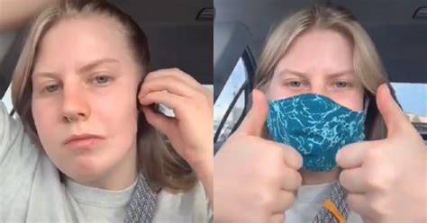 Woman Born With One Ear Shows How To Use A Pop Socket To Wear A Face Mask