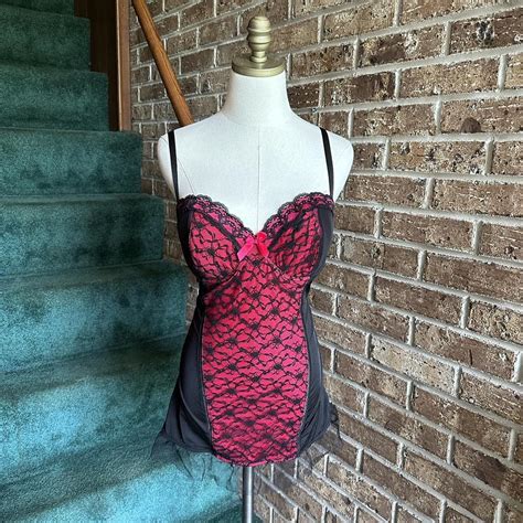 Black Fuchsia Lace Floral Slip Lingerie With Cute Depop