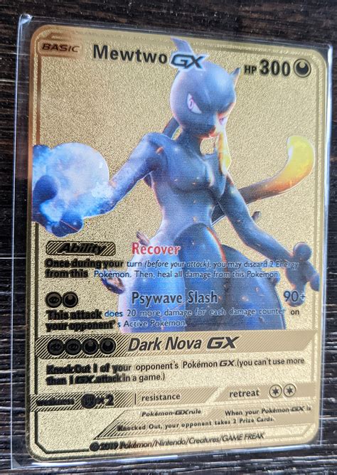 Gold Mewtwo Gx Alt Metal Collector S Replica