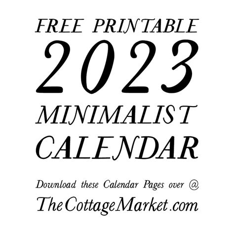 Free Printable 2023 Minimalist Calendar - The Cottage Market