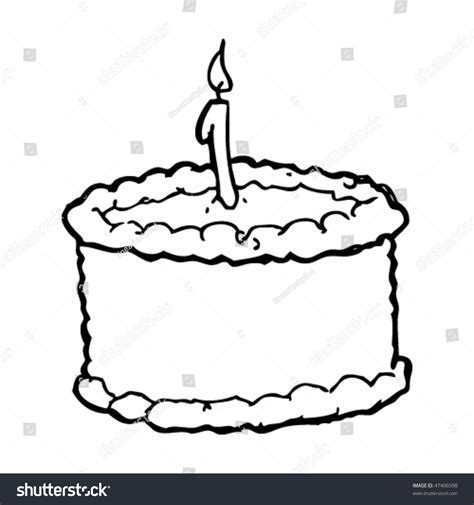 Drawing Birthday Cake Candle Stock Vector 47406598 - Shutterstock