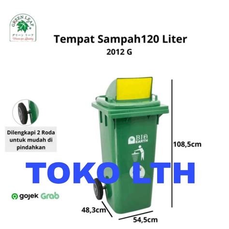 Jual Tempat Sampah Roda Segi Bio Liter Push Cover Roll G Green