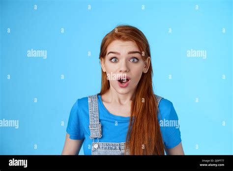 Shocked Redhead Girl React Omg Shook Drop Jaw Speechless Stare