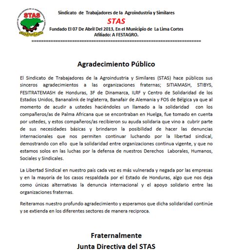 STAS Agradecimiento Público Colsiba