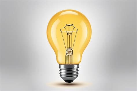 Premium Photo Glowing Yellow Light Bulb Realistic Photo Image Turn On