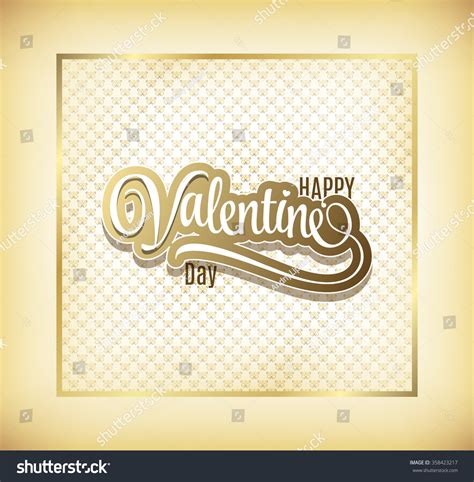 Happy Valentines Day Gold Hand Lettering Stock Illustration 358423217