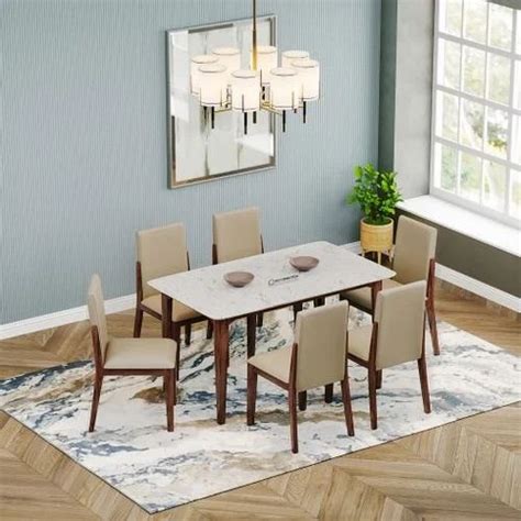 Italiana Solid Wood Dining Table With Cushioned Chairs White At Rs 25499set Wooden Dining