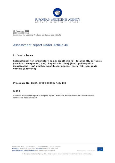 PDF Assessment Report Under Article 46 Ema Europa Eu Tetanus