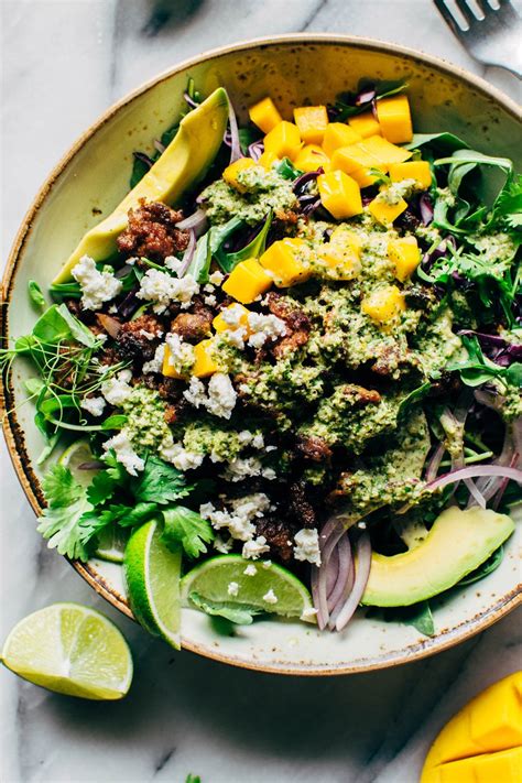 Mango Chorizo Taco Salad Bowl With Green Sauce Nyssa S Kitchen