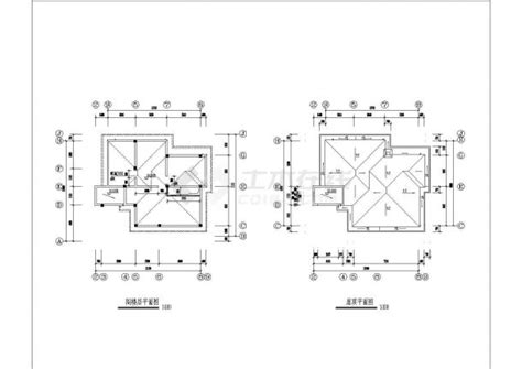 某三层带阁楼层框架结构联排别墅设计cad建筑方案图（含设计说明）建筑方案图土木在线