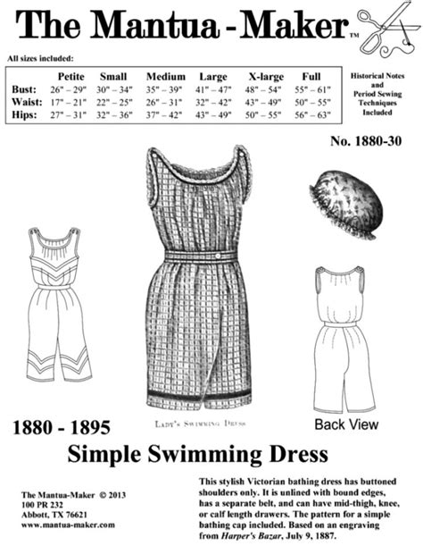 Victorian Bathing Suit Pattern Easy Historical Multi Size And Etsy