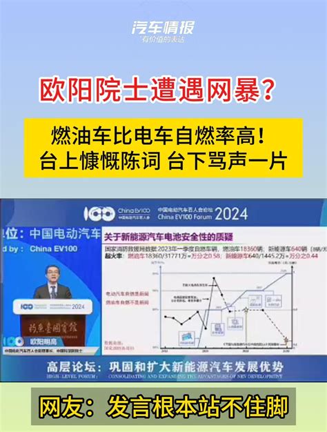 欧阳明高院士被网暴？燃油车比电车自燃率高，评论区骂声一片 度小视