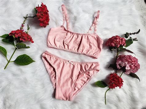 Pink Organic Cotton Lingerie Set Etsy