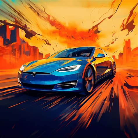 Sleek Speedster Tesla Model S In Ai Powered Pop Art Etsy