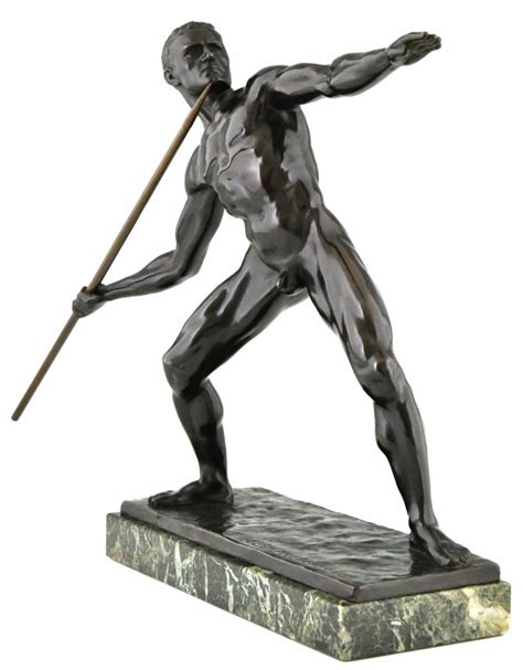 Art Deco Sculpture Male Nude With Spear Deconamic