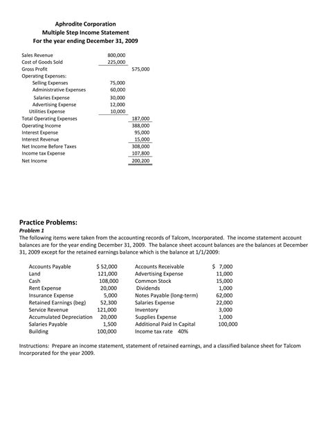 Multi Step Income Statement Template Excel