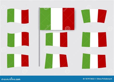 Set Of Flags Of Italy Vector Italian Badges Flat Isolated Symbols Of