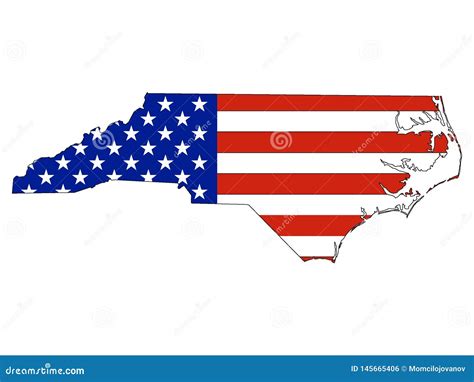 Usa Flag Combined With The Map Of Us Federal State Of North Carolina