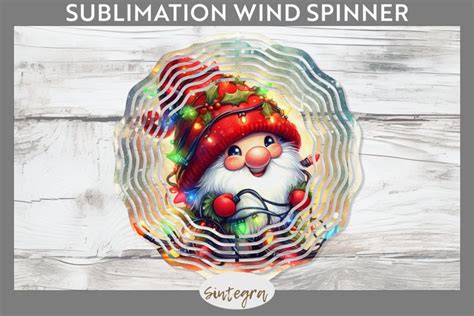 Christmas Gnome V7 Entangled In Lights Wind Spinner PNG