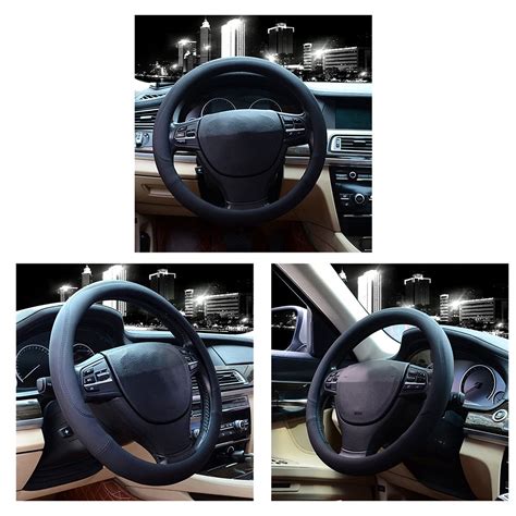 Valleycomfy Microfiber Leather Steering Wheel Cover Universal Inch