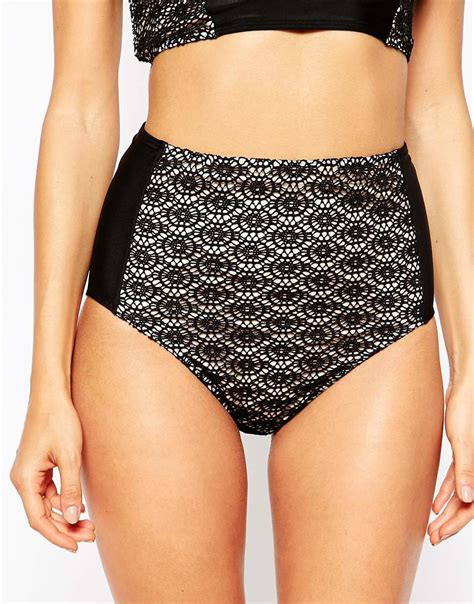 Lyst Playful Promises Crochet High Waisted Bikini Bottoms In Black