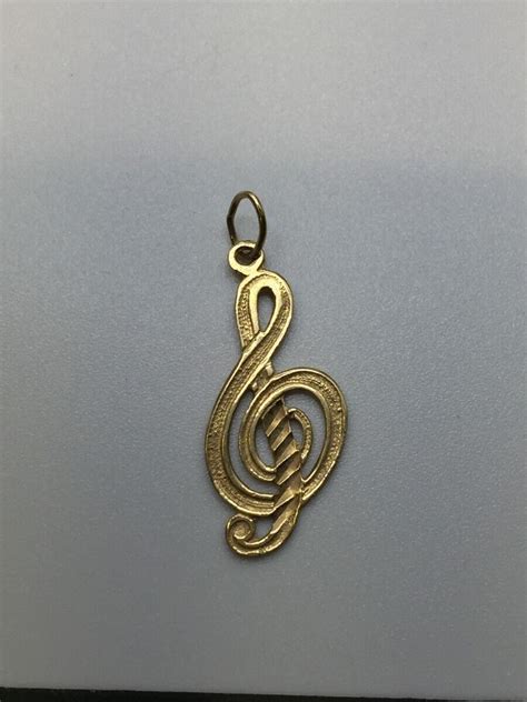 14K YELLOW GOLD TREBLE CLEF MUSIC NOTE PENDANT EB101 Gem