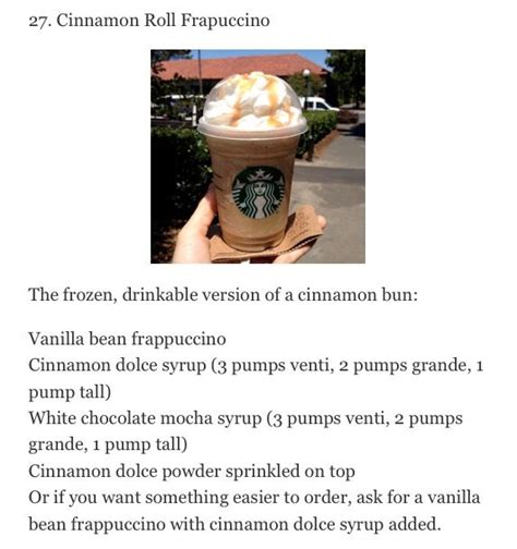 Cinnamon Roll Frappuccino Starbucks Recipes Cinnamon Dolce Syrup