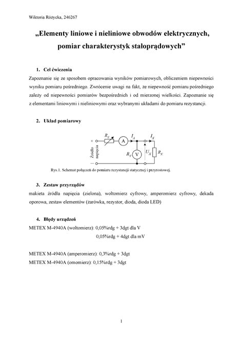 Sprawko 3 Elektro Sprawozdanie Z Cw 3 Elementy Liniowe I