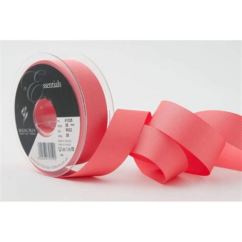 Berisfords Coral Double Faced Satin Cake Ribbon 25mm X 20m Ribbons