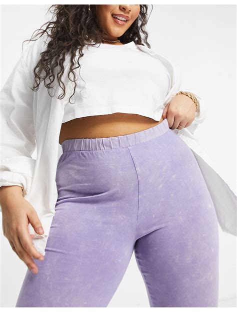 Asos Cotton Asos Design Curve Acid Wash Legging In Purple Lyst