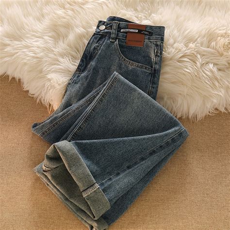 Jual Cod New Biru Retro Import High Waist Celana Jeans Panjang Wanita