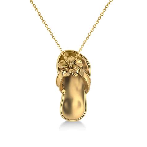 Summer Flip Flop Flower Pendant Necklace In 14k Yellow Gold AD2035