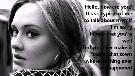 Adele - Hello - Lyrics - YouTube