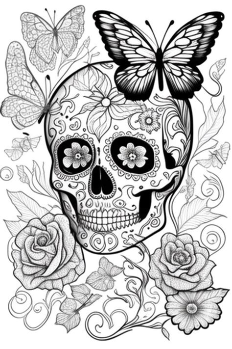 Sugar Skull Adult Coloring Pages