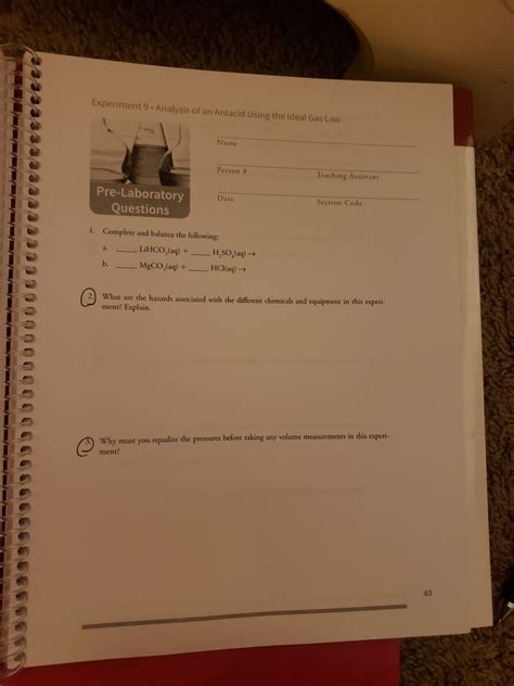 Solved Experiment Analysis Of An Antacid Using The Ideal Chegg