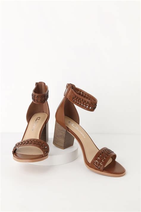 Cl Juni Brown Ankle Strap Heels Block Heels Lulus