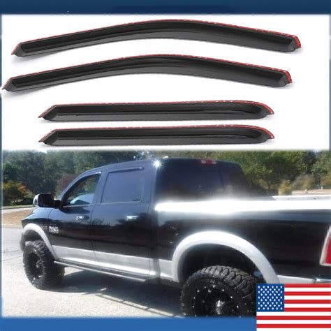 Fit 2009 2018 Dodge Ram 1500 2500 3500 Crew Cab Window Visor Vent Wind Deflecto Ebay