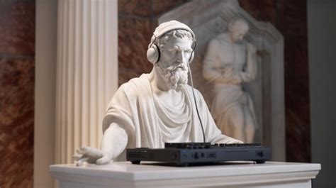 Premium AI Image Antique Marble Sculpture Of A DJ Classical Statue Of