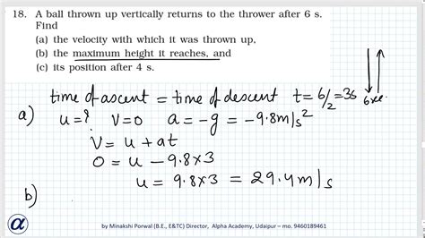 Q Ch Class Ix A Ball Thrown Up Vertically Returns To The Thrower