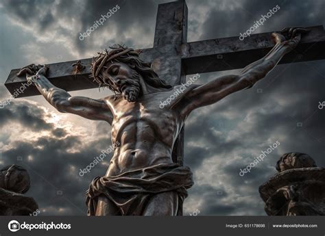 Crucifixion Jesus Christ Cross Dramatic Sky Religious Concept Faith God