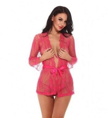 Women S Lace Kimono Robe Babydoll Lingerie Nightgown Transparent Babydoll Mesh Sleepwear Set