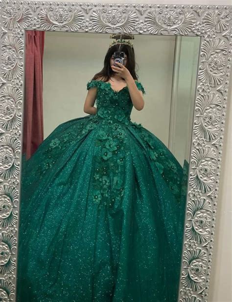 Off The Shoulder Ball Gown Green Sweet Dress C Custom Color