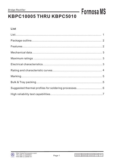 KBPC3502 Datasheet Bridge Rectifier