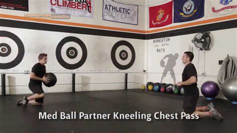 Medicine Ball Exercise Partner Kneeling Chest Pass Youtube