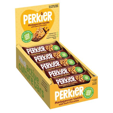 Perkier Bars Healthy Snack Madagascan Vanilla Dark Chocolate