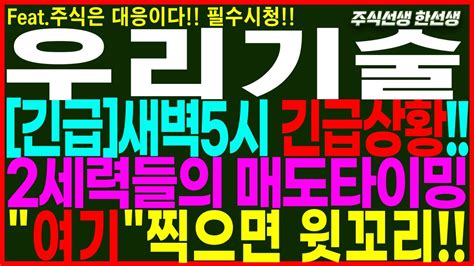 우리기술 속보새벽5시 긴급상황 2세력들의 매도타이밍 여기찍으면 윗꼬리발생 실시간 대응전략은 우리기술 우리