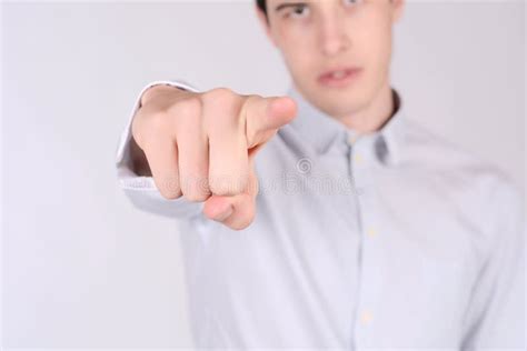 Man Pointing Camera Stock Photo Image Of Background 97915114