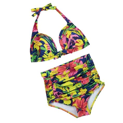 Snowshine3 YLW Sexy Lady Bikini Suit Yellow Floral Swimsuit Small Chest