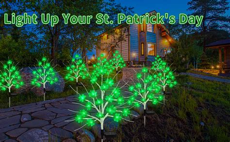 Ouddy Decor 2 Pack St Patricks Day Decorations Outdoor 2 Modes 40 LED