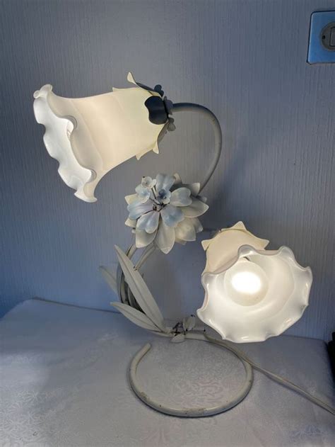 Lampe De Table Vintage En M Tal Avec Abat Jour En Verre Kaufen Auf